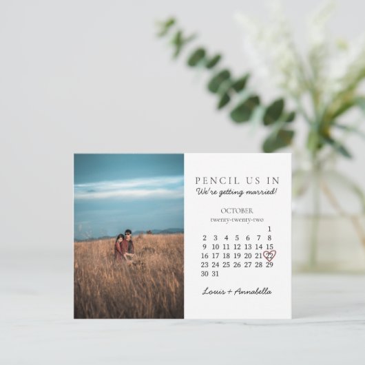 Save the Date Monat Oktober 2022 Kalenderherz Postkarte (Stehend Vorderseite)