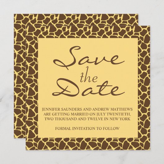 Save the Date Mongram Safari Einladung zur Hochzei (Vorne/Hinten)
