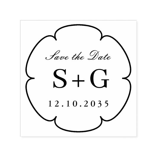 Save the Date Monogram Wedding Blume Permastempel (Design)