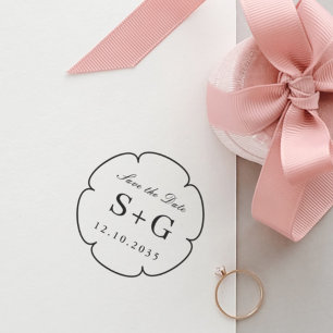 Save The Date Monogram Wedding Flower Permastempel