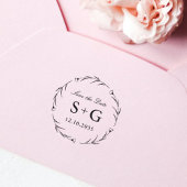 Save the Date Monogram Wedding Greenery Permastempel