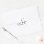 Save the Date Monogram White & Black Wedding Label Runder Aufkleber (Umschlag)