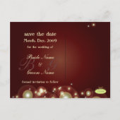 Save the Date, Monogramm + Champagnerbläschen Ankündigungspostkarte (Rückseite)