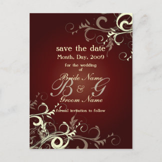 Save the Date, monogramm Creme-Wirbel Ankündigungspostkarte