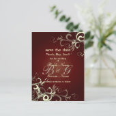 Save the Date, monogramm Creme-Wirbel Ankündigungspostkarte (Stehend Vorderseite)