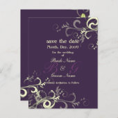 Save the Date, monogramm Creme Wirbel/DIY Farbe! Ankündigungspostkarte (Vorne/Hinten)