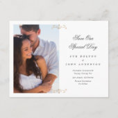 Save the Date Monogramm-Foto für klassisches Wappe Ankündigung (Rückseite)