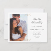 Save the Date Monogramm-Foto für klassisches Wappe Ankündigung (Rückseite)