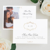 Save the Date Monogramm-Foto für klassisches Wappe Ankündigung