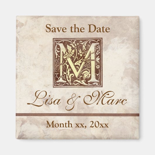 Save the Date Monogramm Magnet (Vorne)