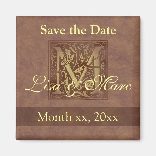 Save the Date Monogramm Magnet (Vorne)