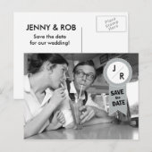 Save the Date Monogramm Postkarte (Vorne/Hinten)