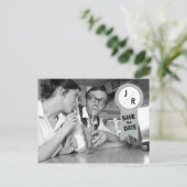 Save the Date Monogramm Postkarte (Stehend Vorderseite)