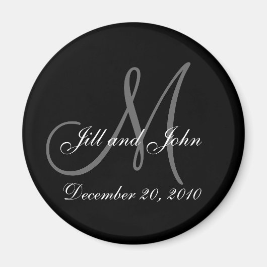 Save the Date Monogramm u. Vornamen Magnet (Vorne)