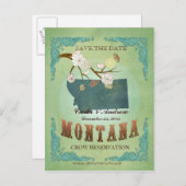 Save the Date - Montana Karte mit hübschen Vögeln (Vorne/Hinten)