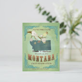 Save the Date - Montana Karte mit hübschen Vögeln (Stehend Vorderseite)