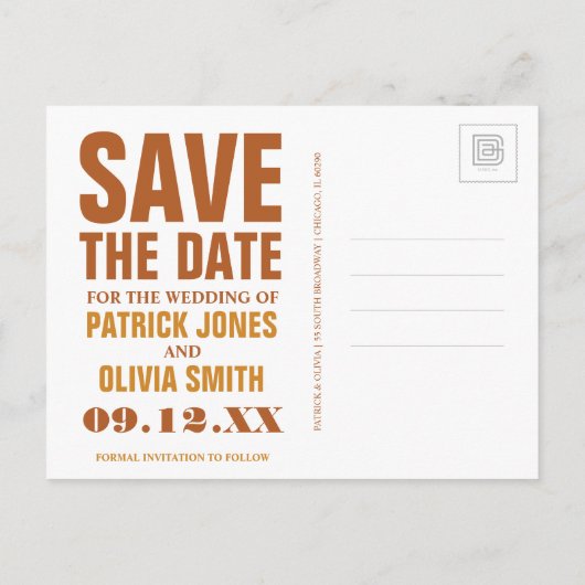 Save The Date | Montreal, Kanada Ankündigungspostkarte (Rückseite)