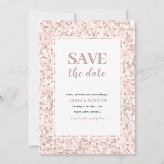 Save the Date Mosaic Dusty Pink Einladung (Vorderseite)