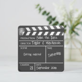 Save the Date Movie Clapperboard Wedding Einladung (Stehend Vorderseite)