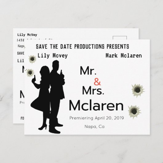 Save the Date Movie Poster Postkarte (Vorne/Hinten)