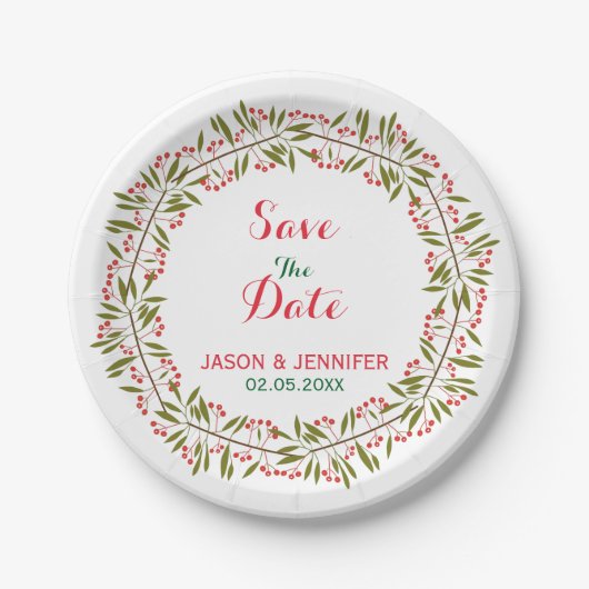 Save the Date - Multicolor-Blumenkranz Pappteller (Vorderseite)