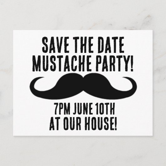 SAVE THE DATE MUSTACHE PARTY KINDER EINLADUNGEN (Vorderseite)