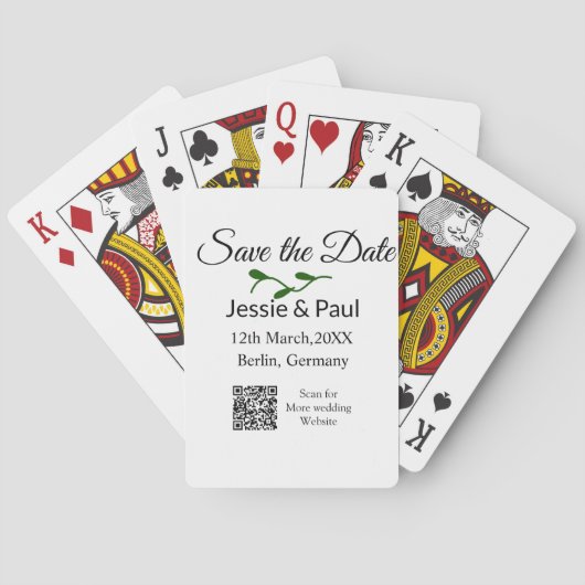 Save the Date Name des Paares q oder Datum hinzufü Spielkarten (Rückseite)