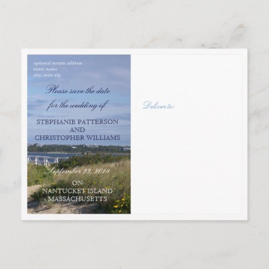Save the Date Nantucket Wedding Brant Point Light Ankündigungspostkarte (Rückseite)