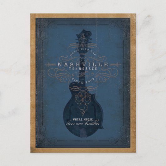 Save The Date | Nashville, TN - Blue Mandolin Ankündigungspostkarte (Vorderseite)