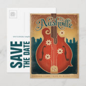 Save The Date | Nashville, TN - Blume Mandolin Ankündigungspostkarte (Vorne/Hinten)