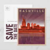 Save The Date | Nashville, TN - Night Skyline Ankündigungspostkarte (Vorne/Hinten)