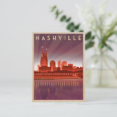 Save The Date | Nashville, TN - Night Skyline Ankündigungspostkarte (Stehend Vorderseite)