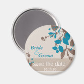 SAVE THE DATE: Natur - latte mocha aquamarin Magnet (Vorderseite/Rückseite)