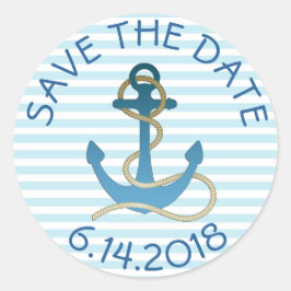 Save the Date Nautical Anchor Blue White Stickers