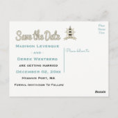 Save the Date Nautical Lighthouse Verlobung Postkarte (Rückseite)