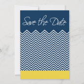 Save the Date Navy Blue und Yellow Chevrons (Rückseite)