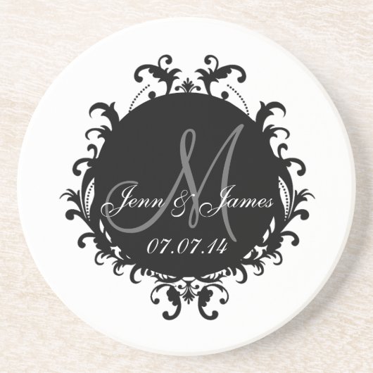 Save the Date nennt Monogramm Untersetzer (Vorne)