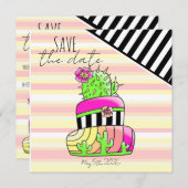 "Save the Date" Neon Cactus Invitation Save The Date (Vorne/Hinten)