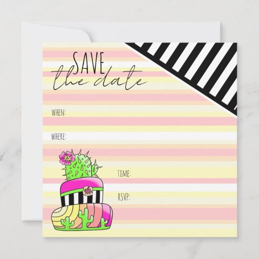 "Save the Date" Neon Cactus Invitation Save The Date (Rückseite)