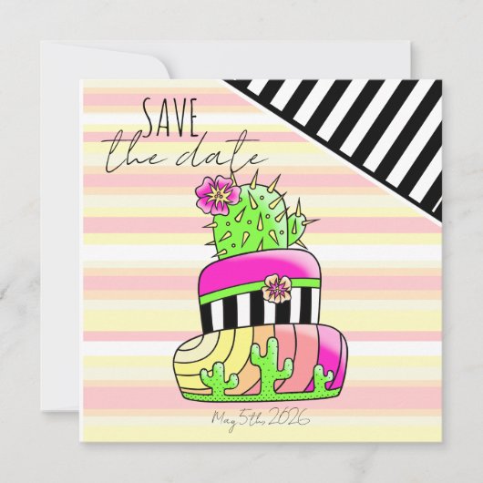 "Save the Date" Neon-Kaktus-Einladung Save The Date (Vorderseite)