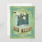 Save the Date - Neue Mexiko-Karte mit hübschen Vög Ankündigungspostkarte (Vorne/Hinten)
