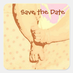 Save the Date/Neues Baby Quadratischer Aufkleber