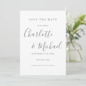 Save the Date Neues Date Foto Hochzeit Elegant Einladung (Stehend Vorderseite)