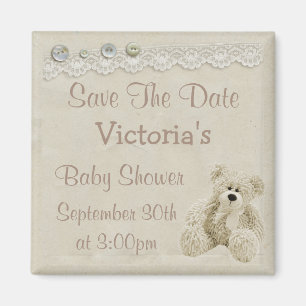 Save the Date neutrale Teddy-Bärn-Baby-Dusche Magnet