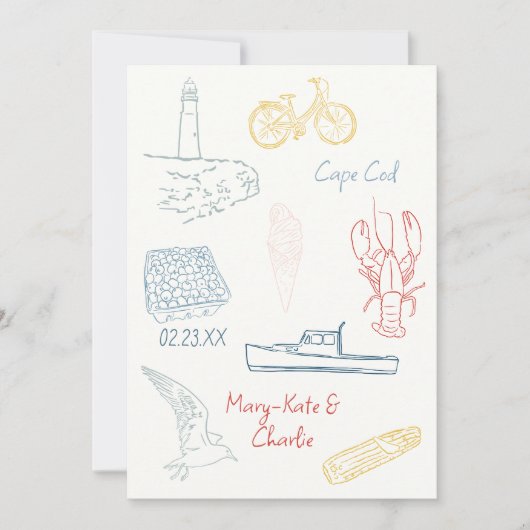 Save the Date New England Sommerhochzeit Einladung (Vorderseite)