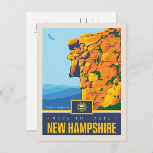 Save The Date | New Hampshire Einladungspostkarte (Vorne/Hinten)