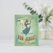 Save the Date - New Jersey Map mit schönen Vögeln Ankündigungspostkarte (Stehend Vorderseite)