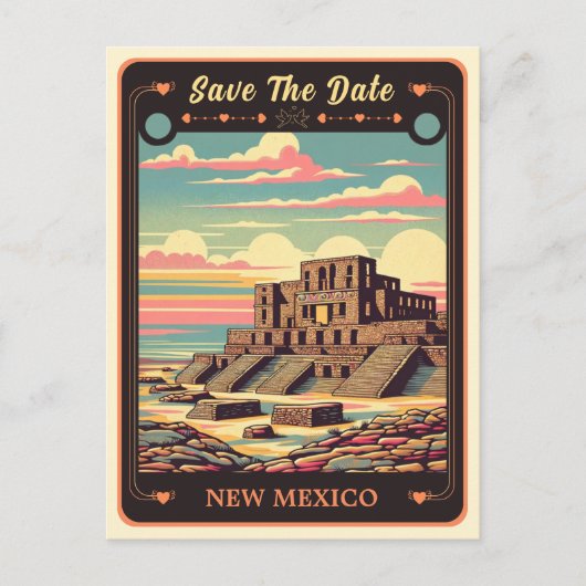Save The Date | New Mexico Einladung Postkarte (Vorderseite)