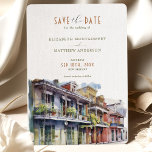 Save the Date New Orleans City French Quarter Einladung<br><div class="desc">Die New Orleans City Save the Date Card, schön in Aquarellen bemalt! Diese atemberaubende Einladung zeigt die Skyline von New Orleans. Unsere Einladung ist individuell anpassbar, sodass Sie den Text einfach bearbeiten können, um Ihre Hochzeitsdetails. Wählen Sie aus einer Vielzahl von Schriftart-Stilen und Farben, um Ihr Thema. Der hochwertige Druck...</div>