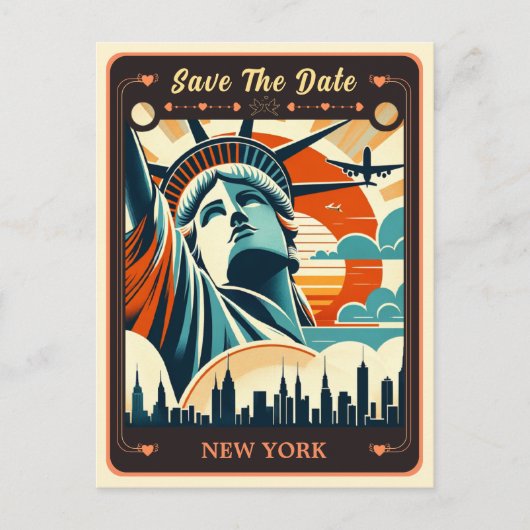 Save The Date | New York Einladung Postcard Postkarte (Vorderseite)